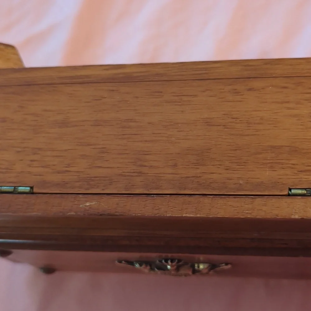Vintage S. Sper Bijou Wooden Jewelry Box with Family Crest